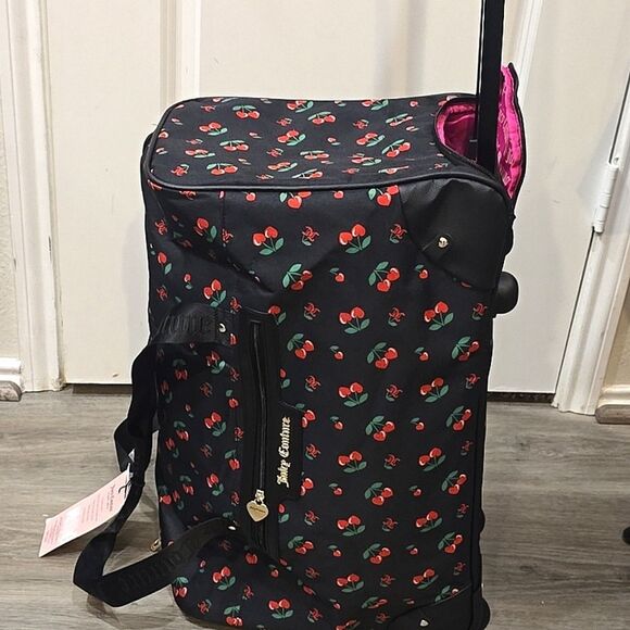 Juicy Couture Heart Cherries Travel Rolling Duffel Bag - Picture 11 of 14